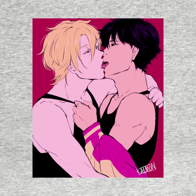 Ash and Eiji Kiss by MykaAndSalmon